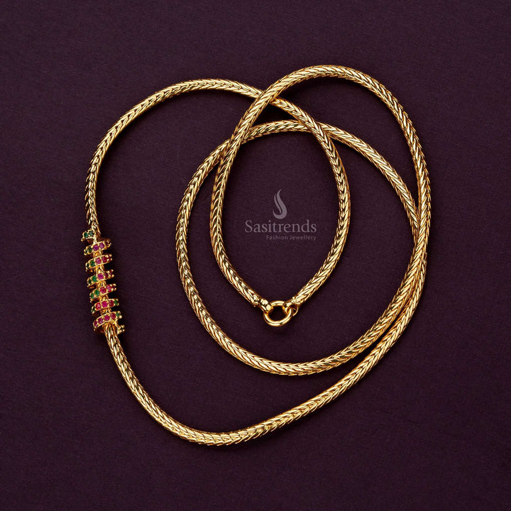 Luxurious Micro Gold Plated Spiral Design Mugappu Chain with AD Stones –  Sasitrends