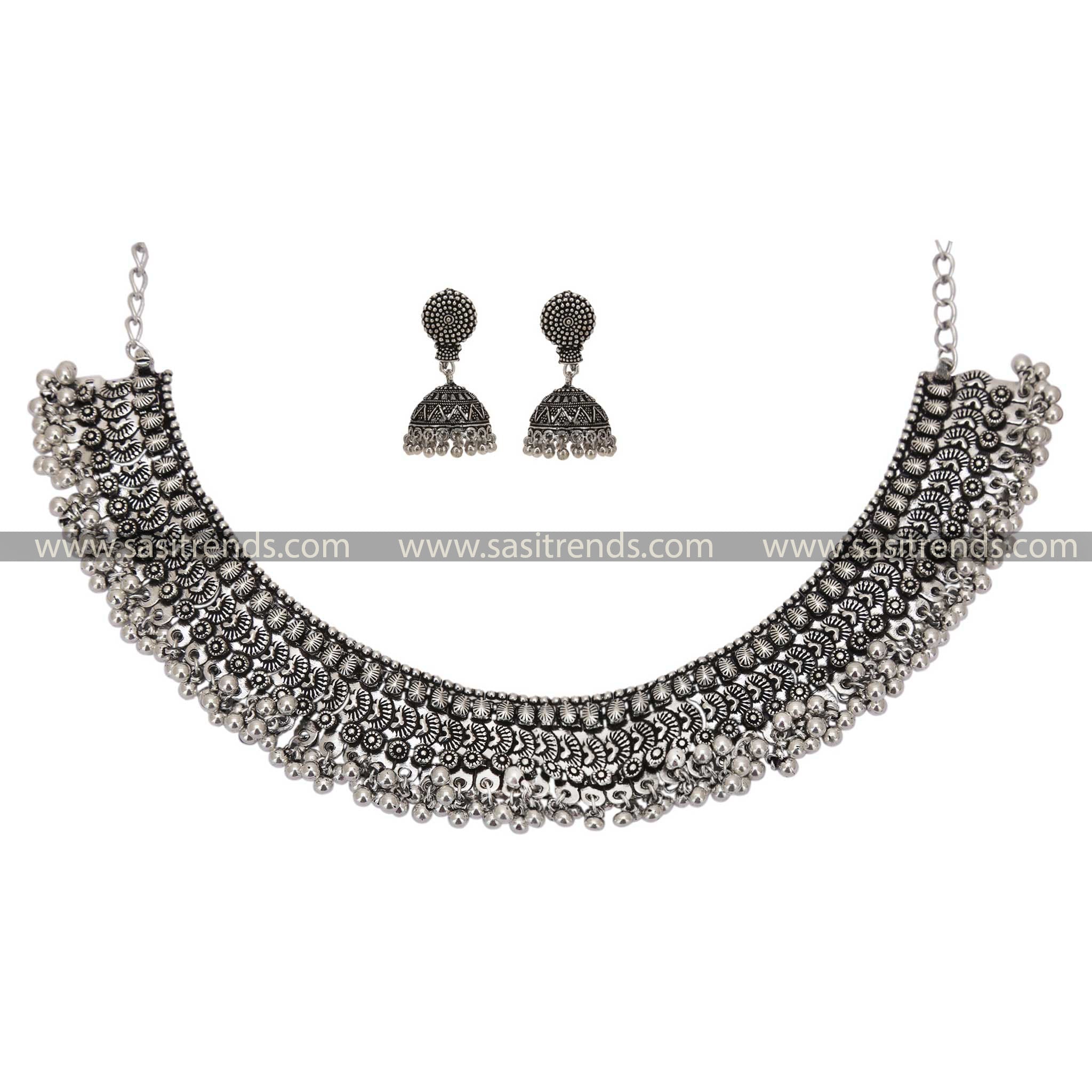 Trendy Oxidised Jewellery Set Jhumka Earrings