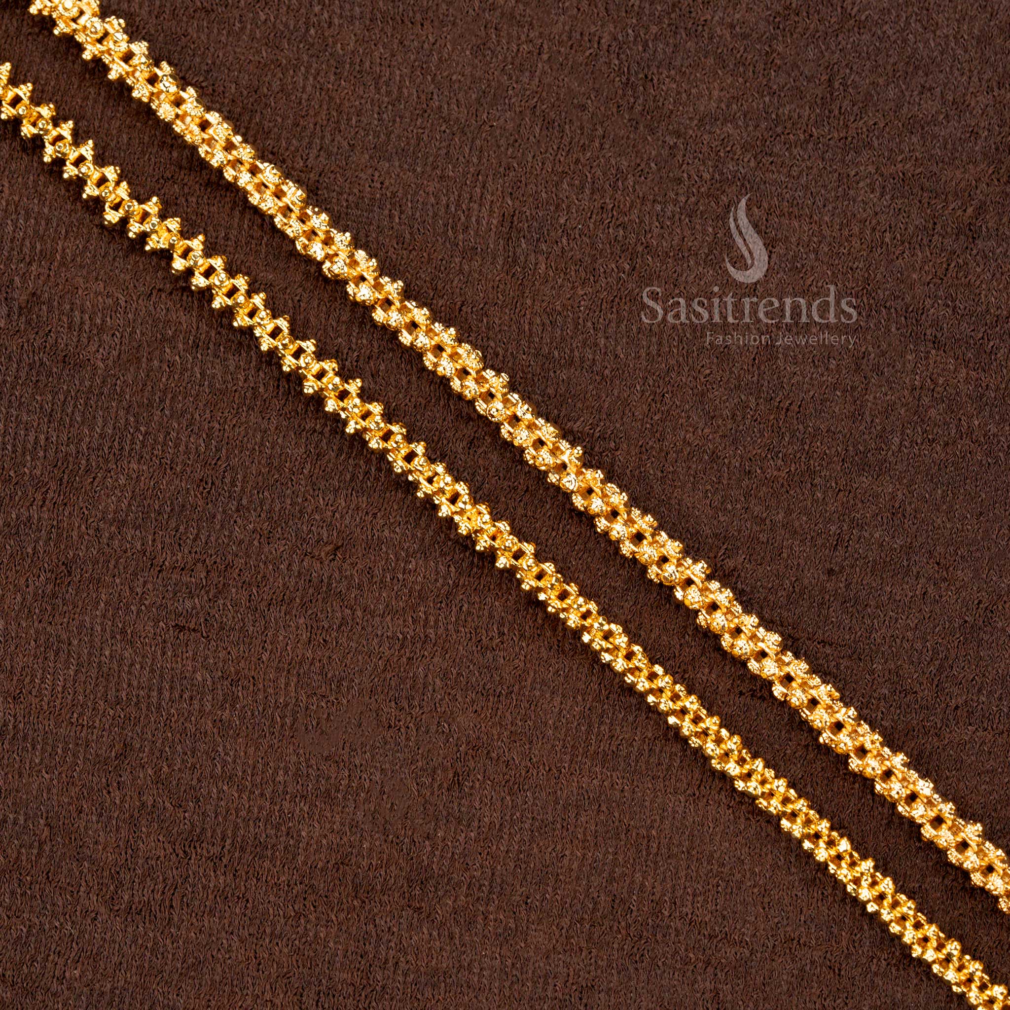 24-carat pure gold plated 4 side Gajiri chain with structured interlinked craftsmanship, look like real gold - Sasitrends