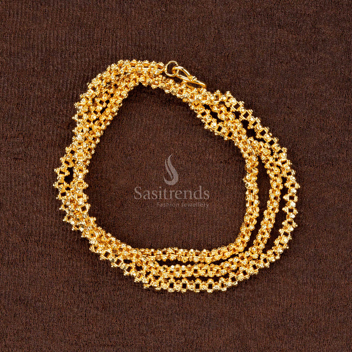 Exquisite Micro Gold Plated Gajiri Chain with Quadruple Side Design – Sasitrends