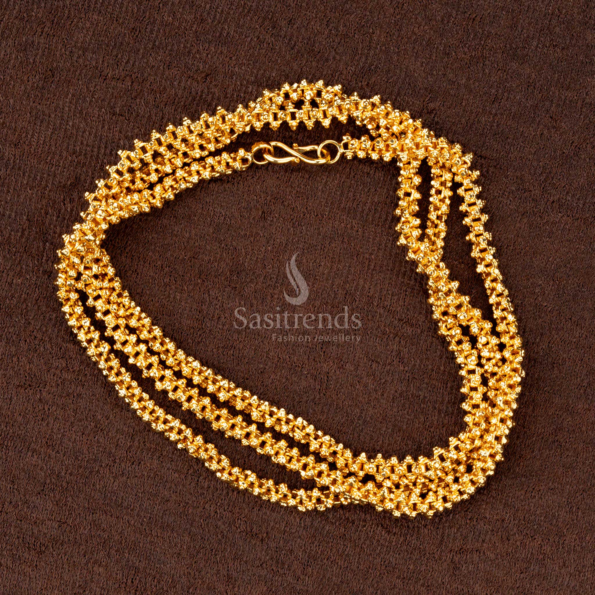 Elegant micro gold plated 4 side Gajiri chain with intricate craftsmanship and real-gold-like appeal, look like real gold - Sasitrends