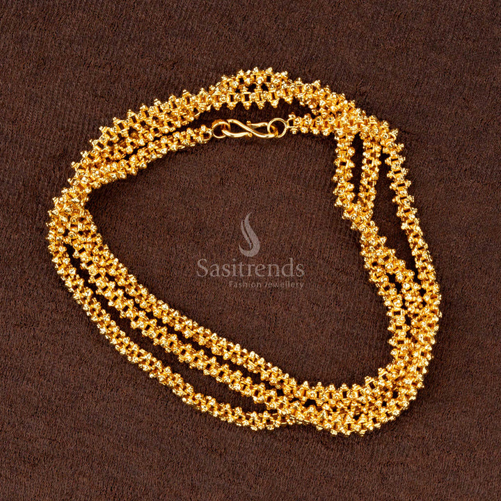 Elegant micro gold plated 4 side Gajiri chain with intricate craftsmanship and real-gold-like appeal, look like real gold - Sasitrends