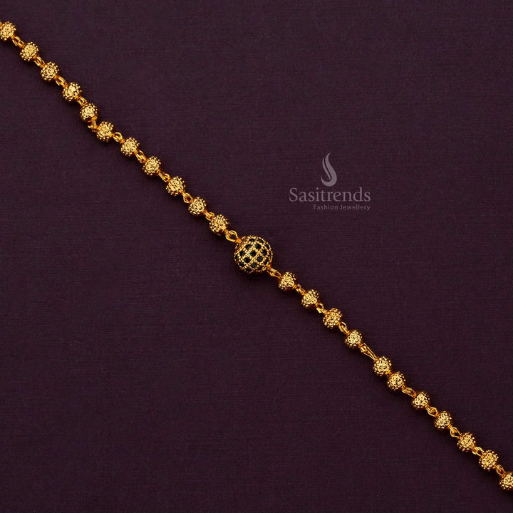 Micro gold plated bracelet with a bold arrangement of ball elements for a standout accessory - Sasitrends