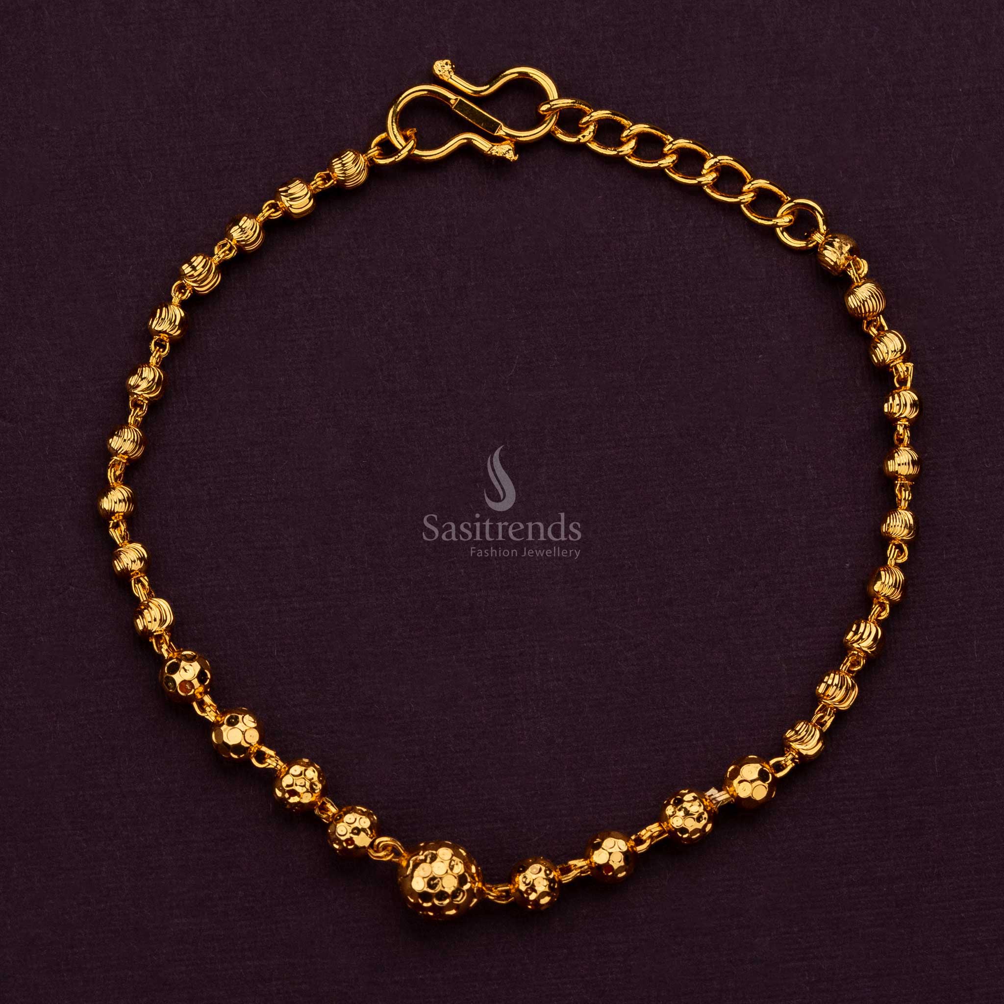 Micro gold plated bracelet featuring smooth ball design for a timeless appeal - Sasitrends