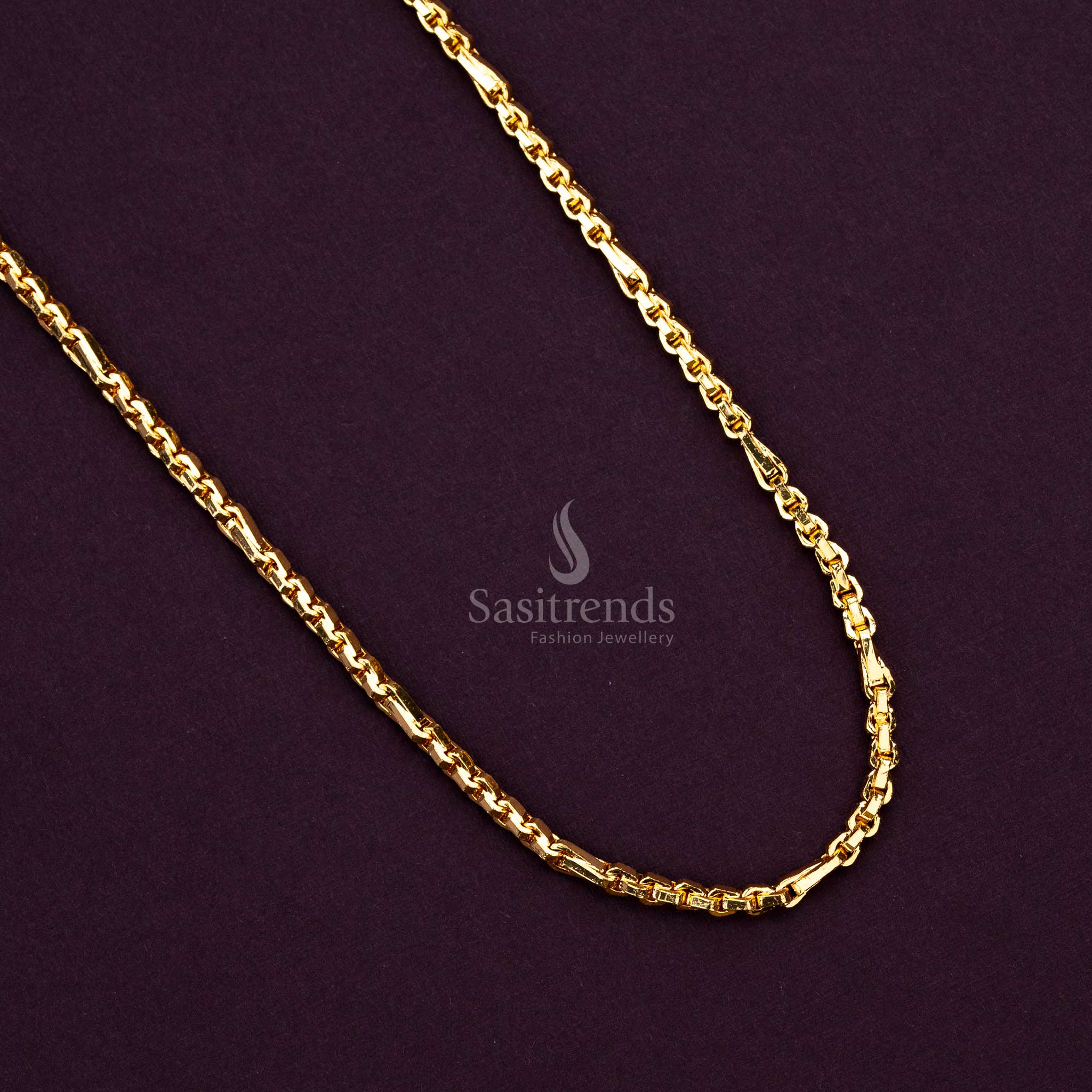 Stylish Designer Box Chain with Micro Gold Plating, One Gram Jewellery – Sasitrends