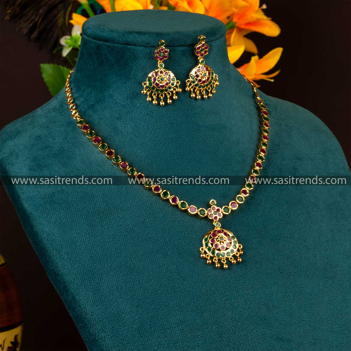 Ruby Green Traditional Addigai Necklace Jewellery Set Sasitrends Online 