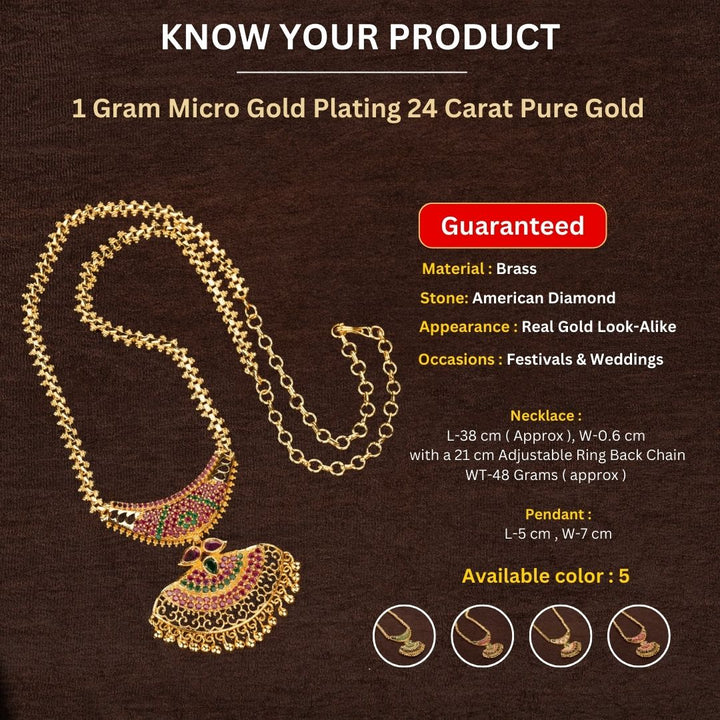 Micro gold plated long necklace measurement image - Sasitrends