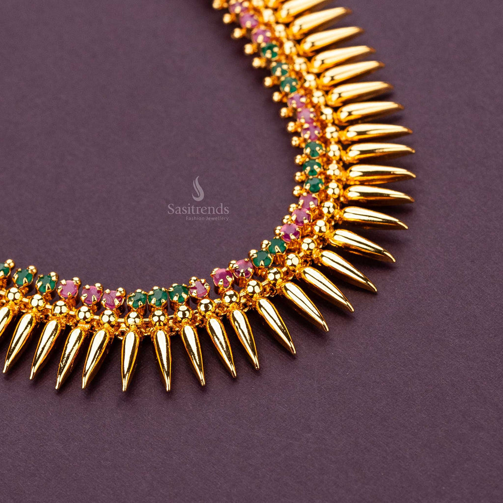 Traditional guaranteed one gram gold plated ruby green mullai poo designer sasitrends