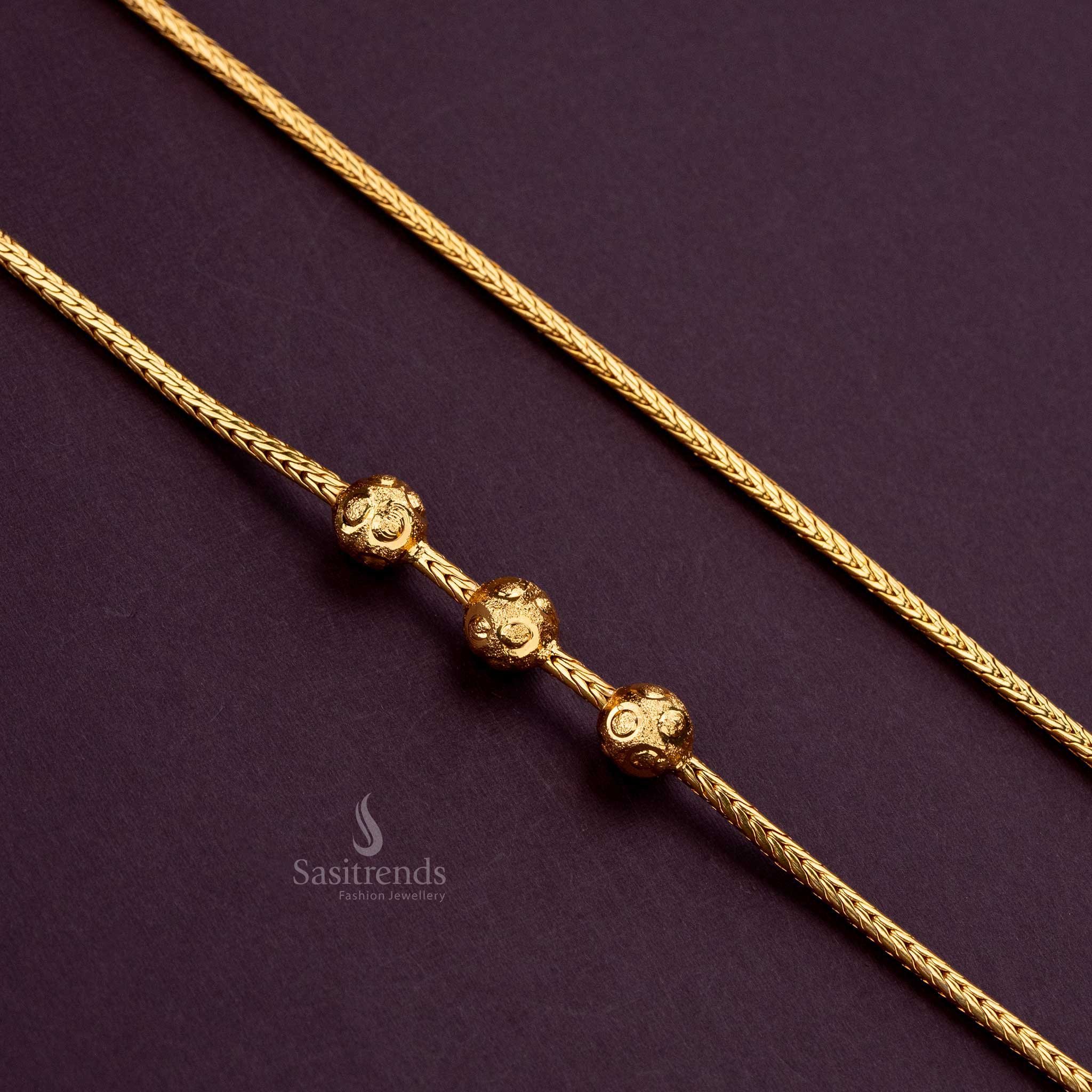 Elegant micro gold-plated ball mugappu chain perfect for traditional attire - Sasitrends