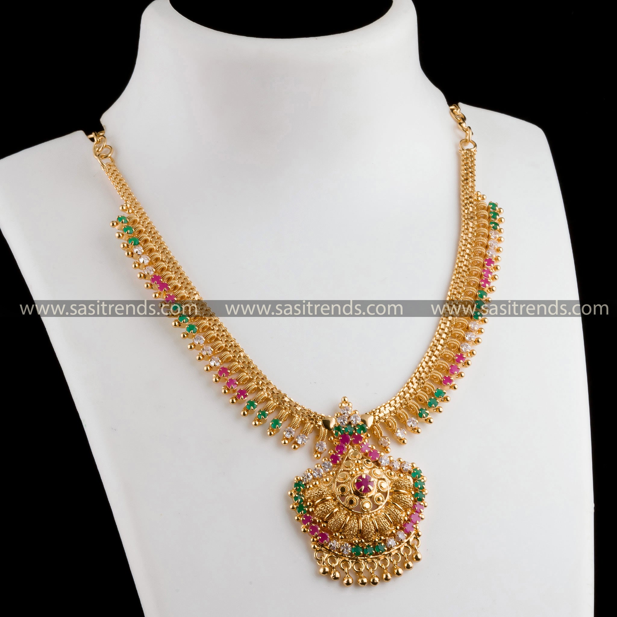 Traditional Gold Plated AD Stone Studded Necklace 