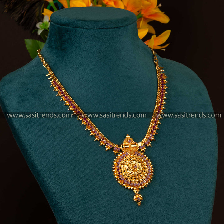 Sasitrends | Traditional One Gram Micro Gold-Plated Necklace with Ornate Pendant