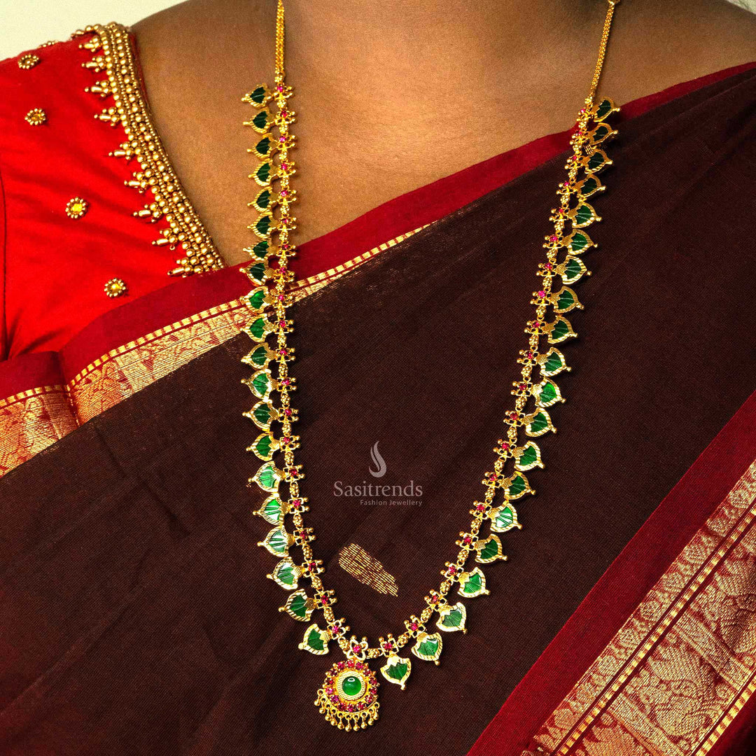 Kerala Palakka long circle pendant micro gold plated necklace sasitrends