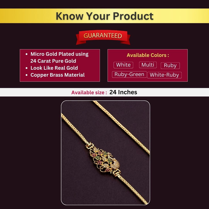 Micro Gold Plated Mugappu Chain Measurement Image - Sasitrends