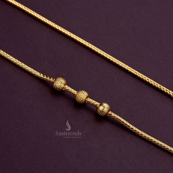 Elegant Micro Gold Plating Three Dotted Ball Mugappu Chain - Sasitrends