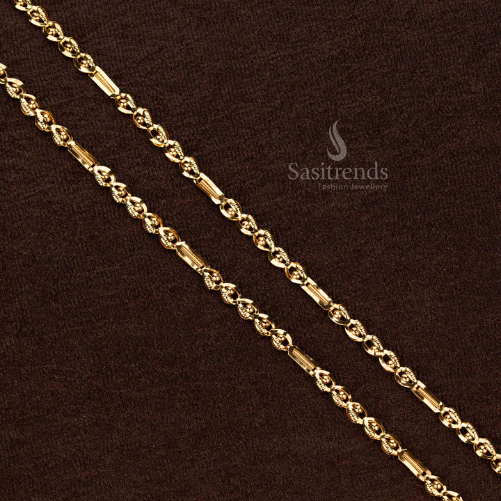 Elegant one-gram micro gold-plated chain with a unique twist style, refined craftsmanship, and a luxurious finish for a modern look - Sasitrends