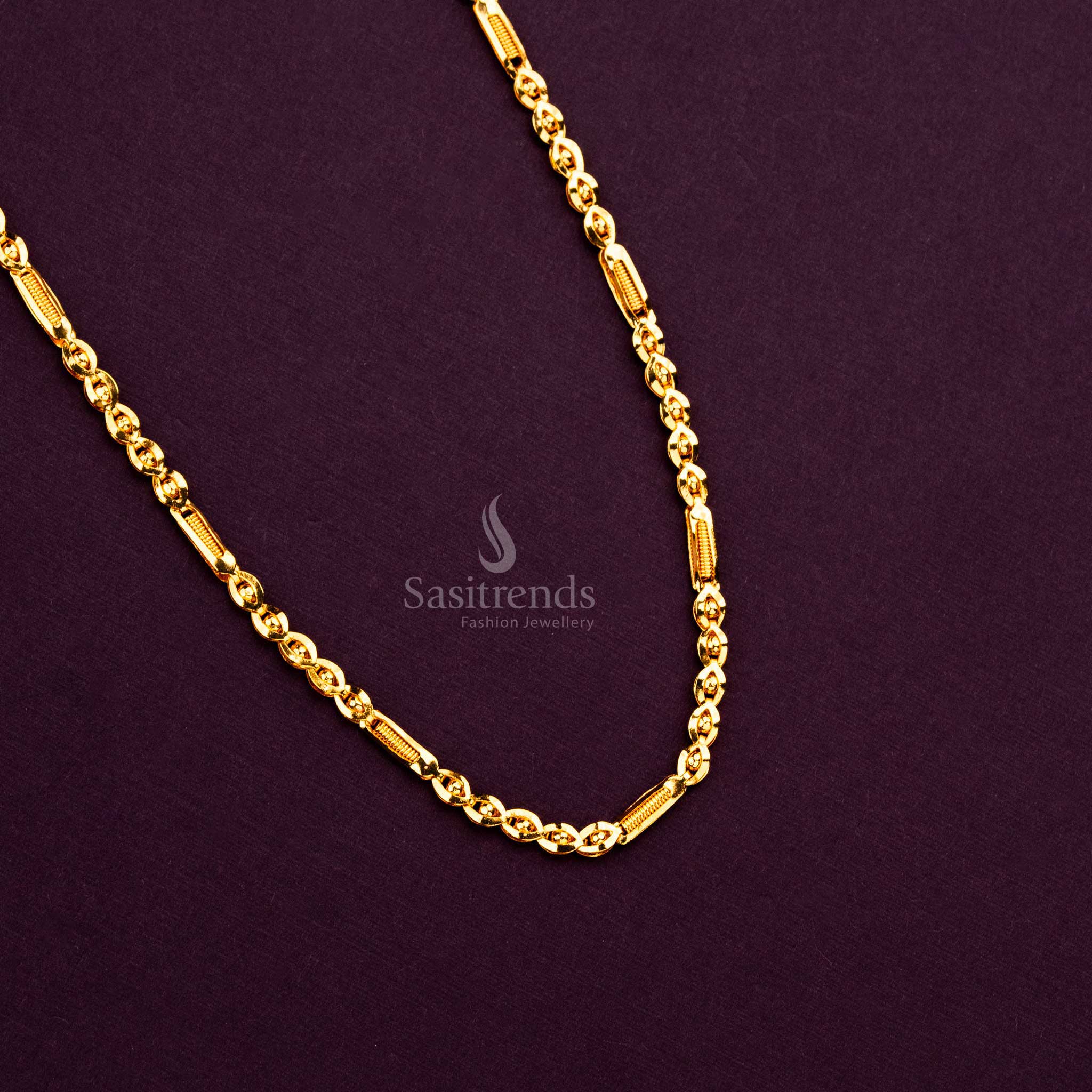 Sleek gold plated chain with dazzling stones and secure clasp for traditional and modern outfits