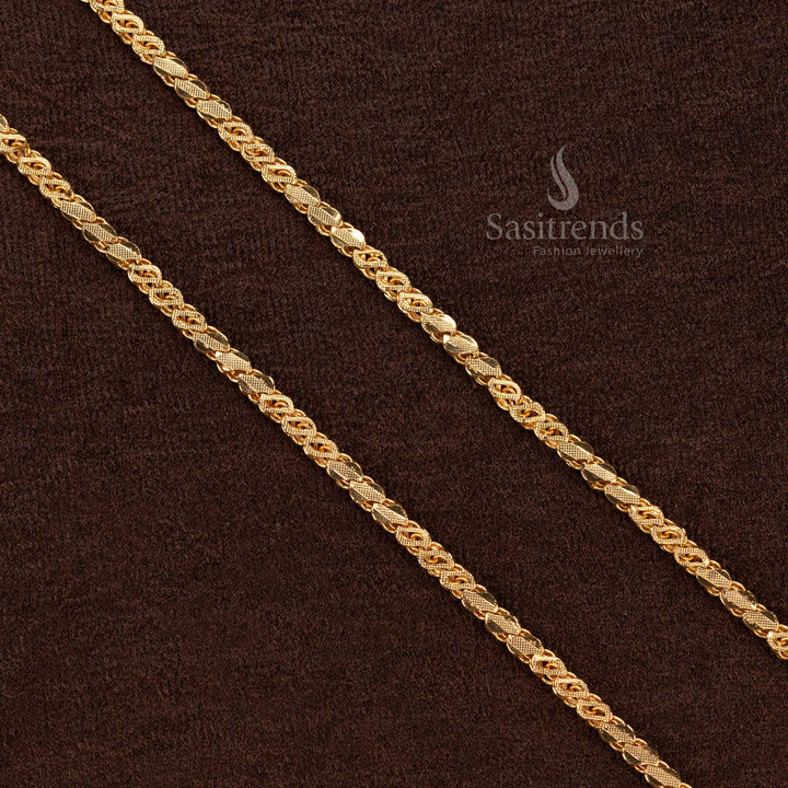 Radiant one-gram micro gold-plated S cut designer chain crafted with a luxurious finish, perfect for elevating special occasion outfits - Sasitrends