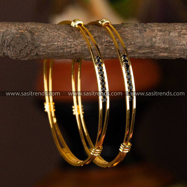 Attractive Micro Gold Plated Para Stones Studded Bangles -Perfect For All Occasions