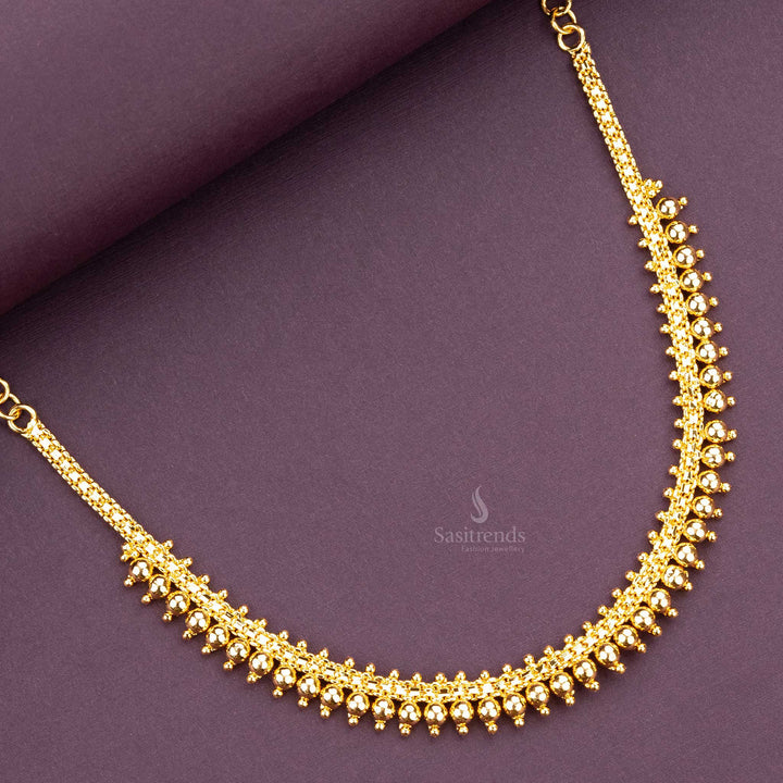 Traditional Kerala Style Gold Ball Necklace - One Gram Micro Gold Plated - Sasitrends