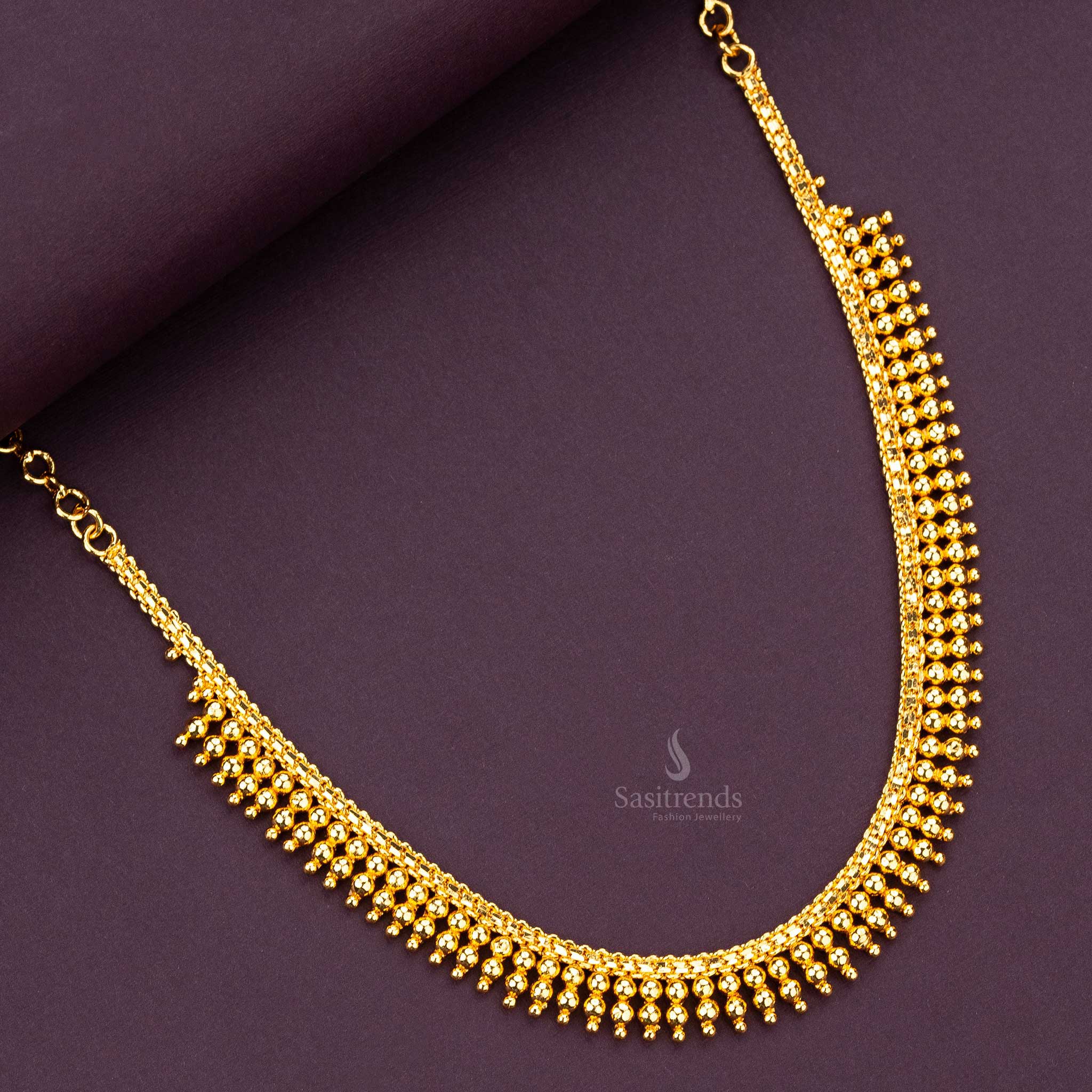 Kerala beaded gold plated necklace with micro gold finish Sasitrends
