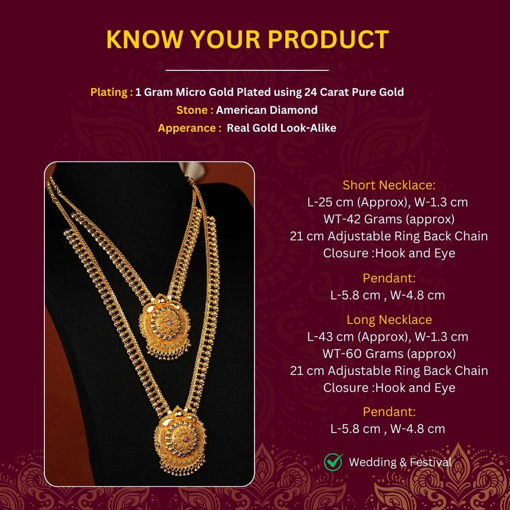 Micro Gold Plated Necklace Set Measurement Image - Sasitrends