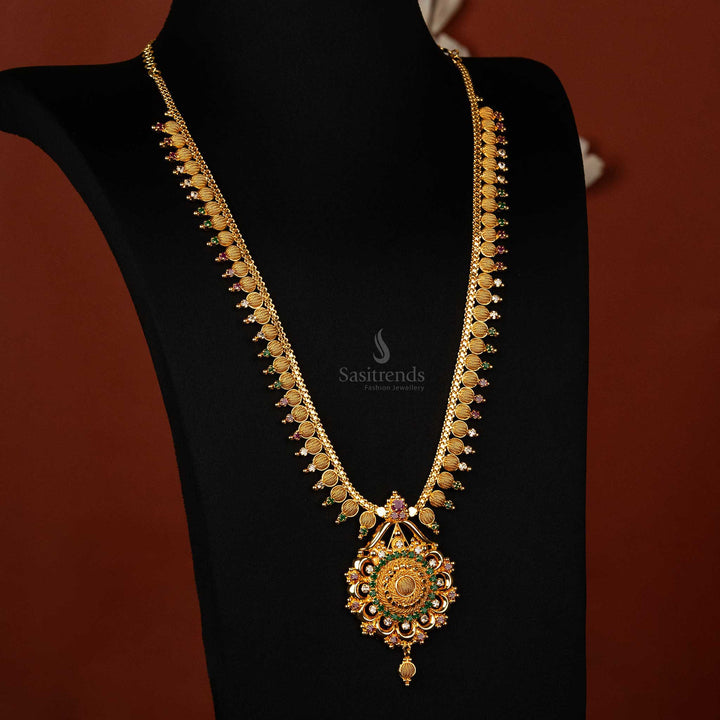 Elegant Micro Gold Plated Necklace with American Diamond Stones | Sasitrends