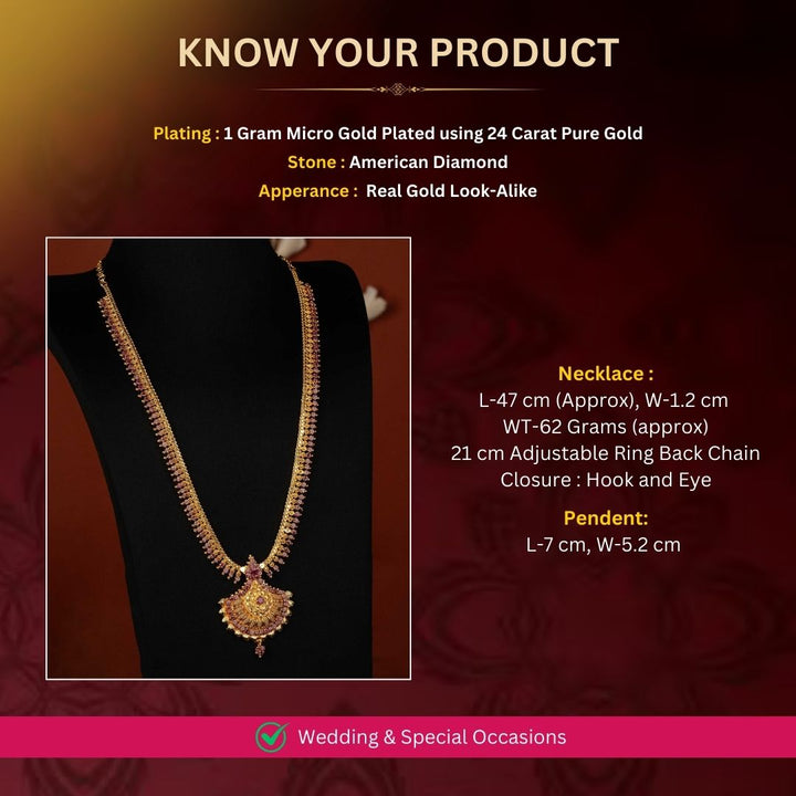 Micro Gold Plated Long Haram Necklace Measurement Image - Sasitrends