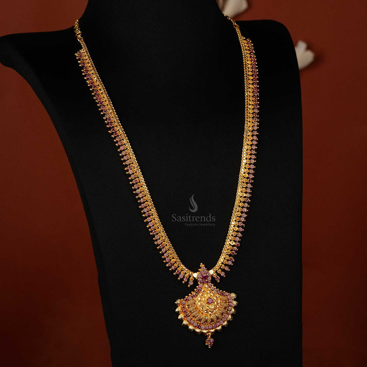 Sasitrends - Traditional Grand One Gram Micro Gold Long Haram Necklace