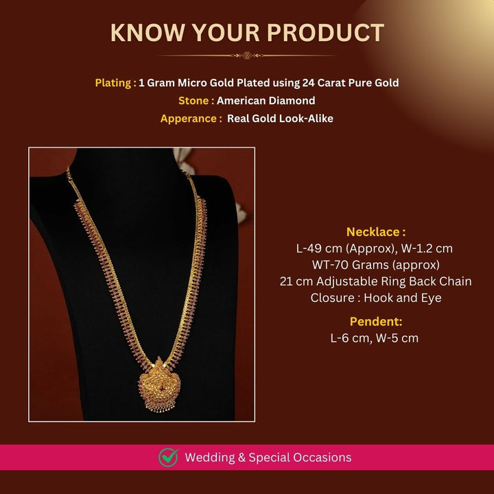 Micro Gold Plated Long Haram Necklace Measurement Image - Sasitrends