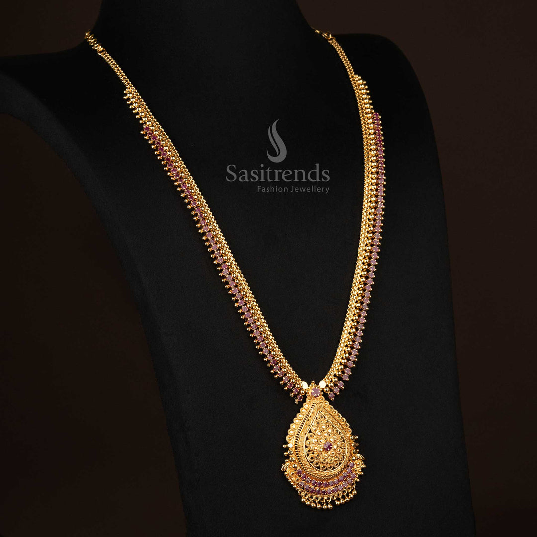 Traditional Sasitrends One Gram Gold Haram Necklace with Pendant - Sasitrends