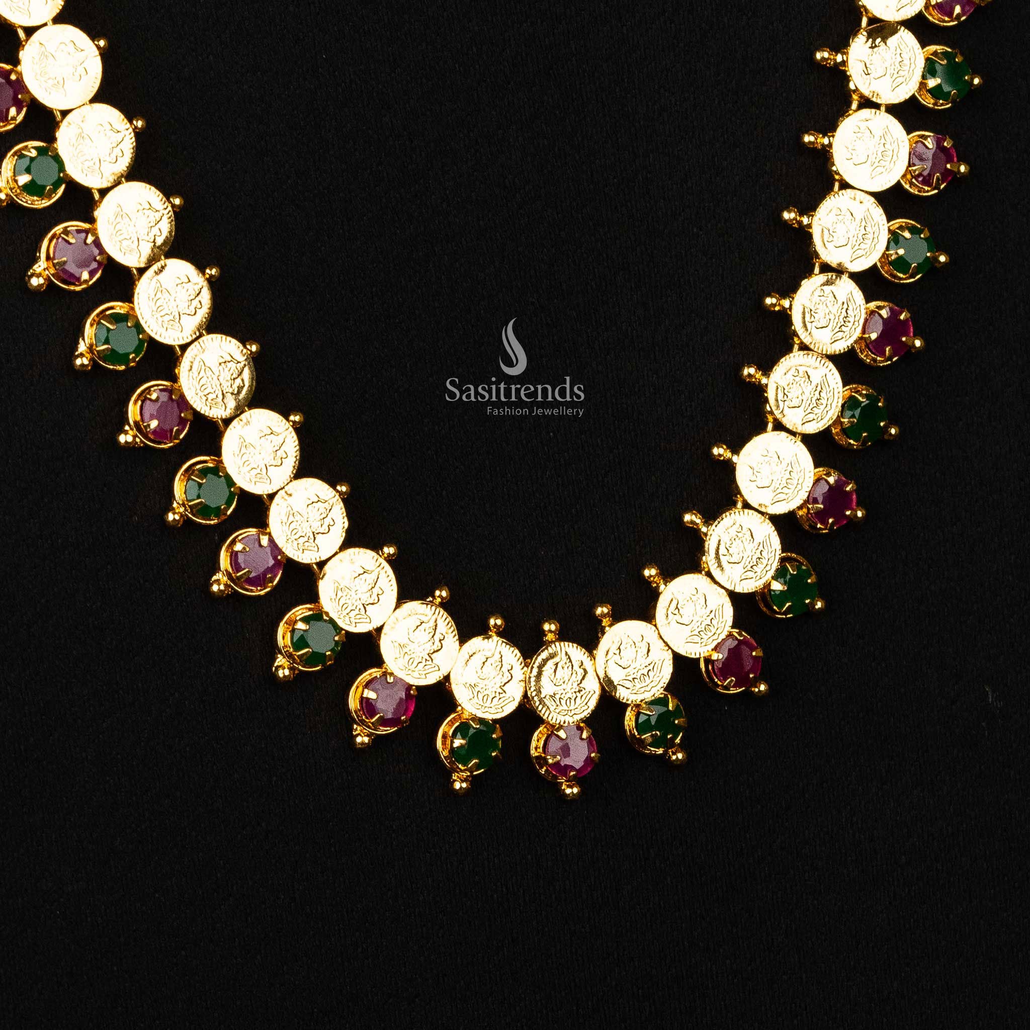 Traditional Kerala jewellery featuring micro gold plated kasu coins