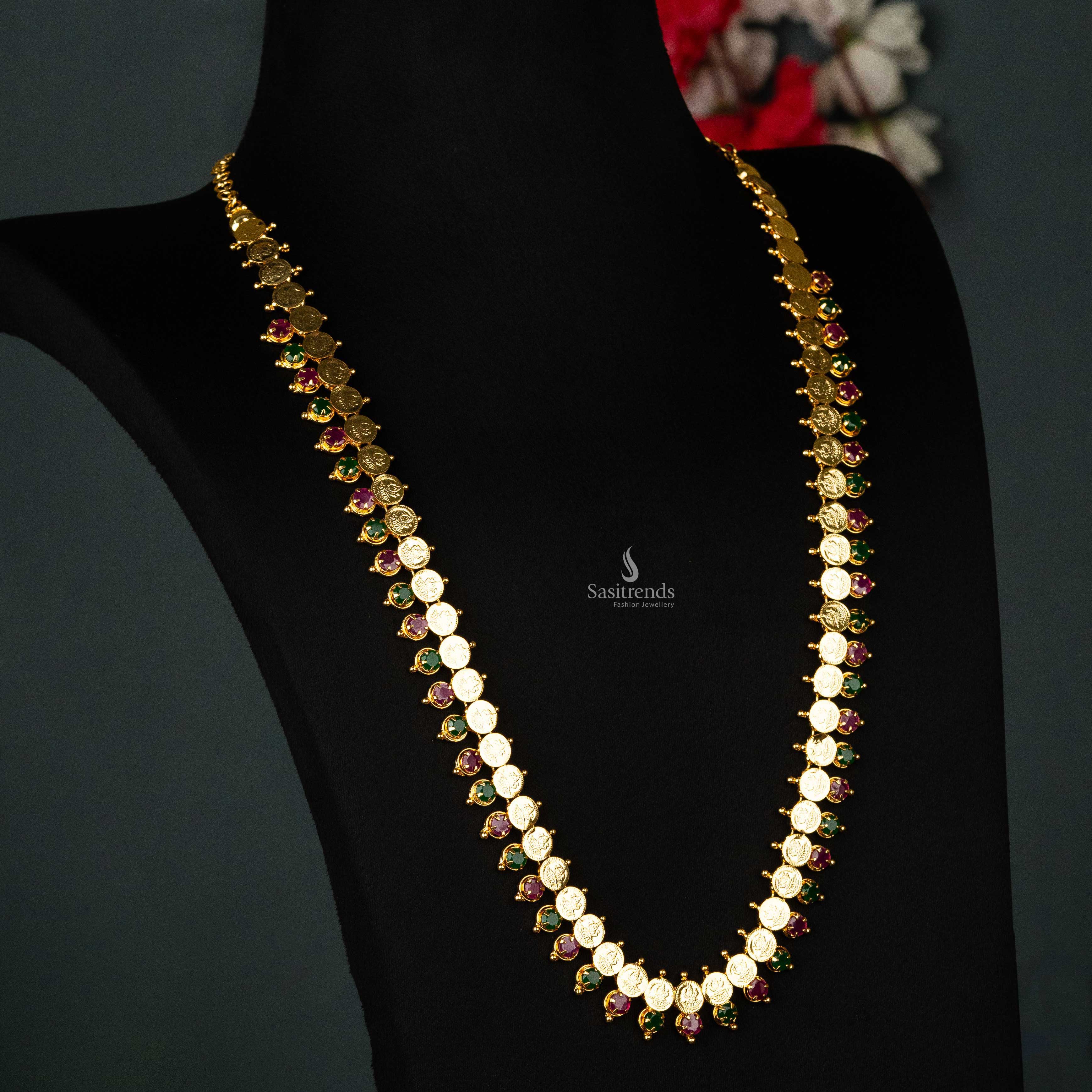 Luxurious Lakshmi Kasu Coin Necklace with detailed engravings