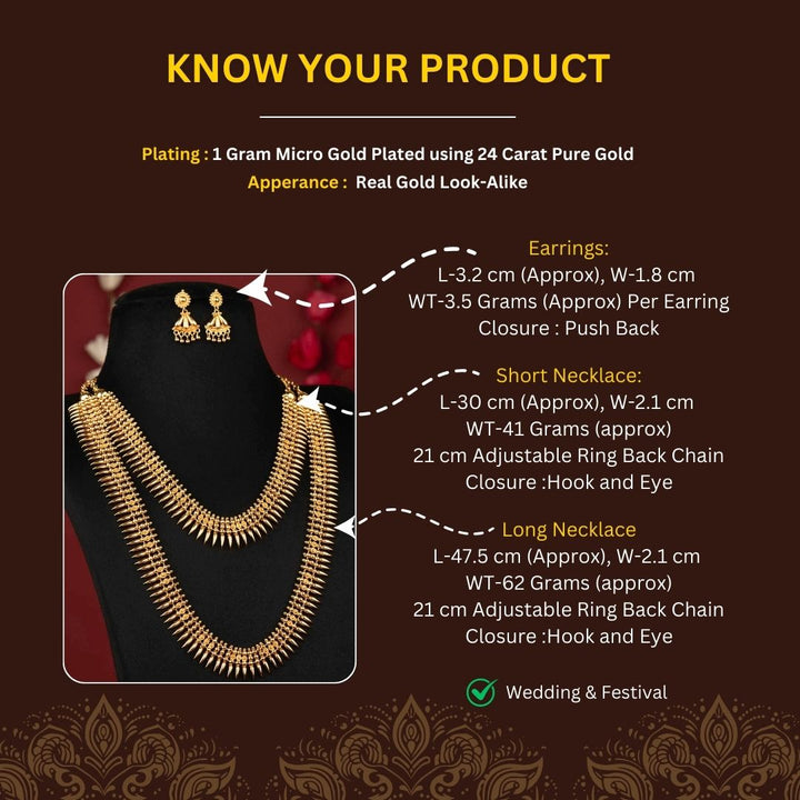 Micro Gold Plated Jewellery Set Measurement Image - Sasitrends