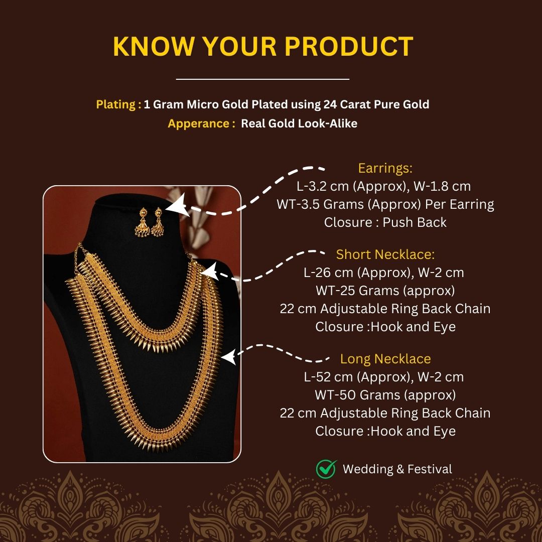 Micro Gold Plated Jewellery Set Measurement Image - Sasitrends