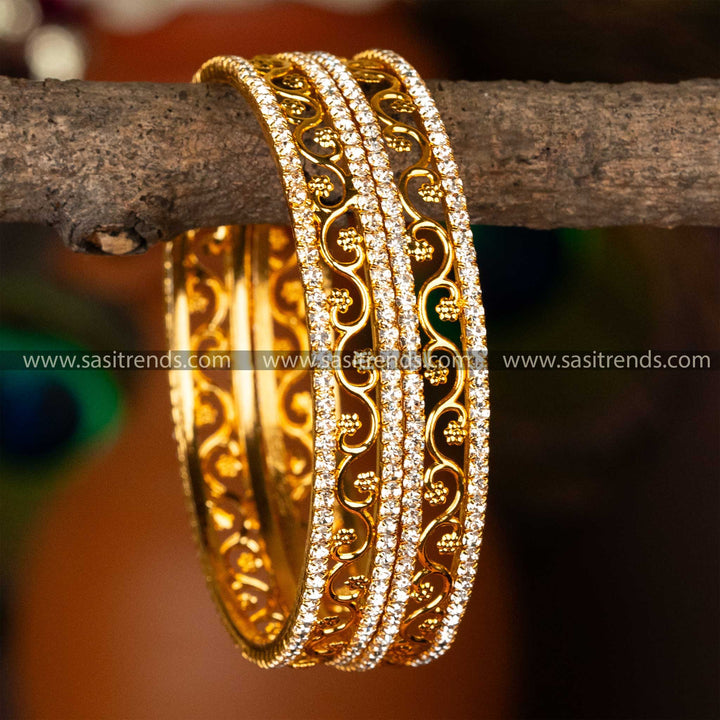 Sasitrends | Exquisite Traditional Wear One Gram Micro Gold Plated Stone Bangles