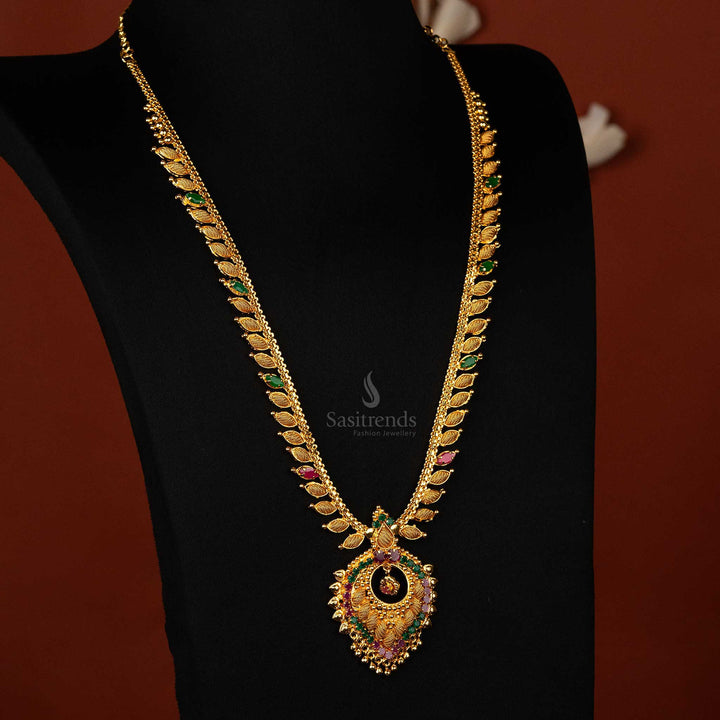 Grand One Gram Micro Gold Plated Long Haram Pendant Necklace - Sasitrends