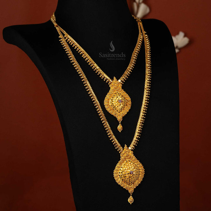 Luxury wedding necklace with 24-carat micro gold plating and floral motifs