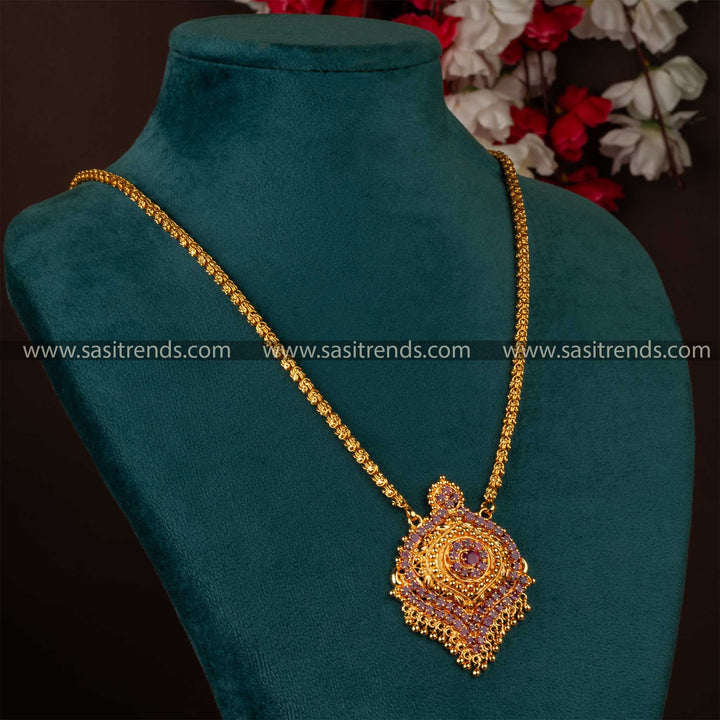 One gram micro gold plated Dasavatharam pendant chain necklace for wedding