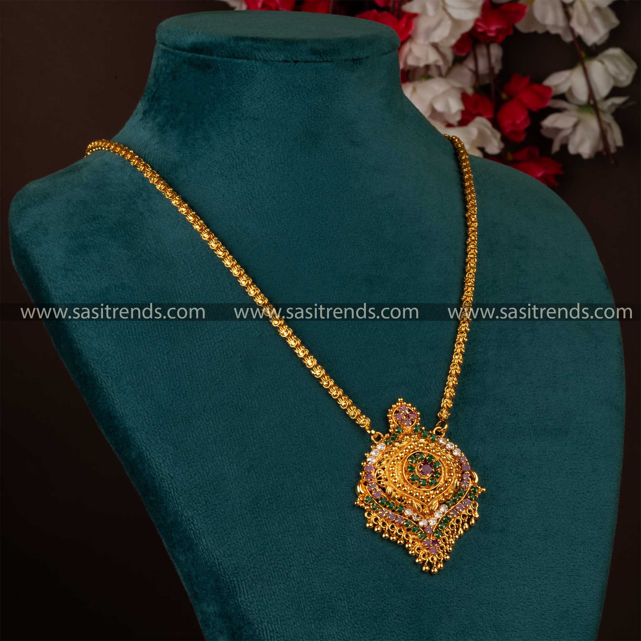 One gram micro gold plated Dasavatharam pendant chain necklace in eye-catching 