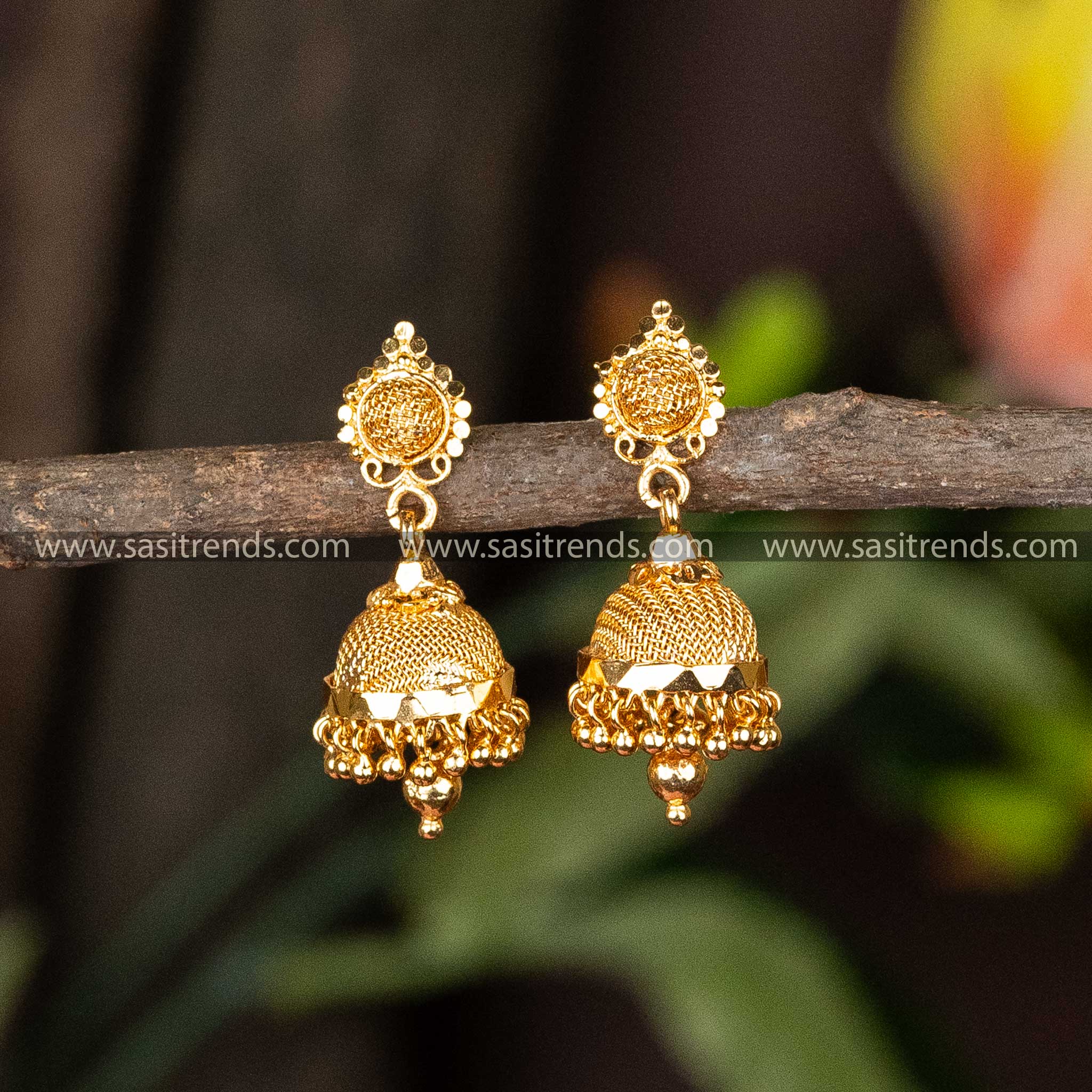 Guaranteed One Gram Micro Gold Plated Traditional Wear Jhumka Earrings Sasitrends