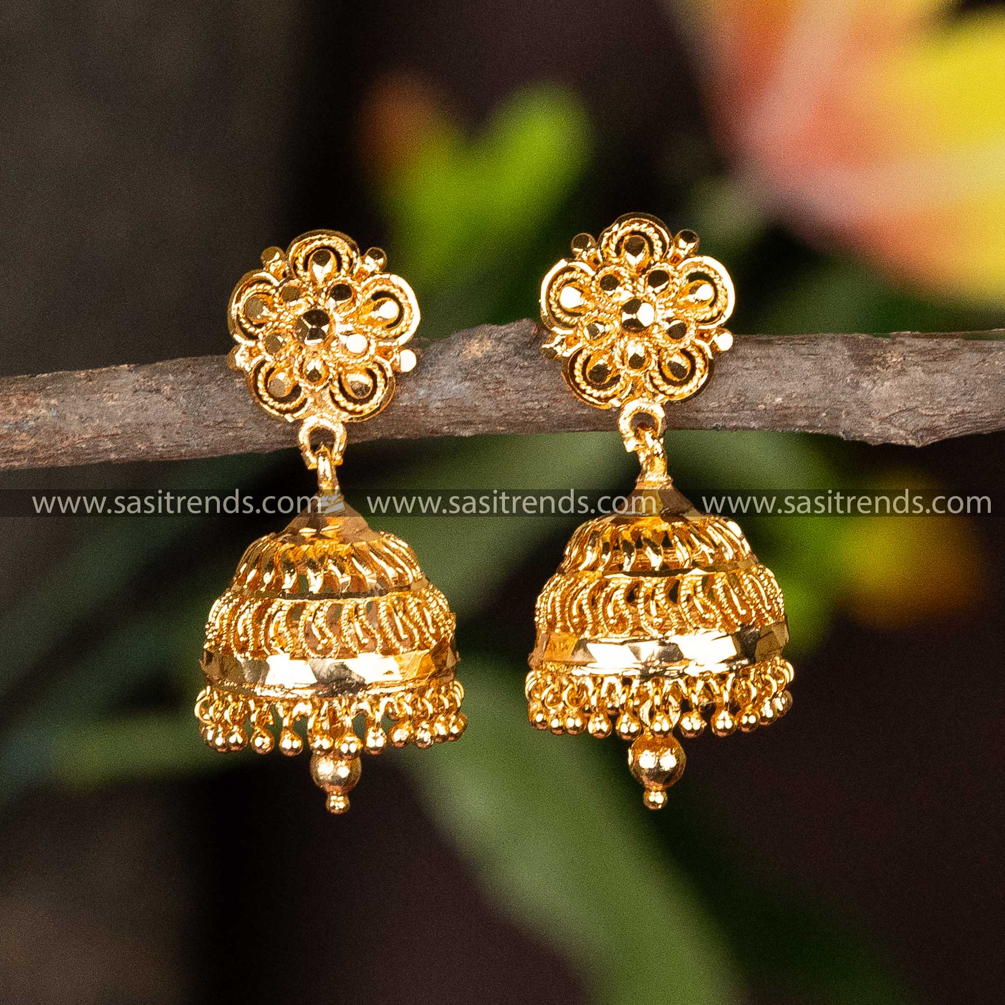 Guaranteed Micro Gold Plated Flower Designer Jhumka Earrings Sasitrends Online