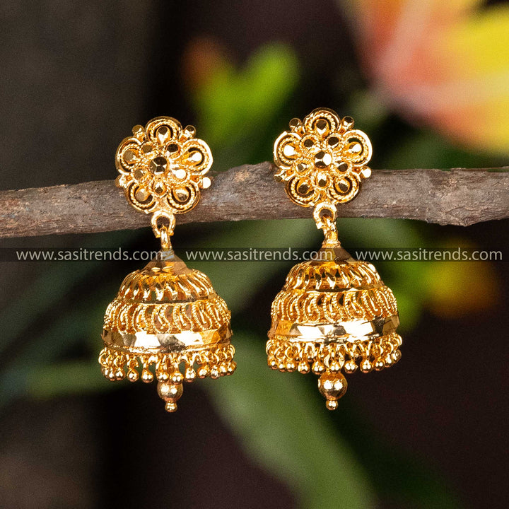 Guaranteed Micro Gold Plated Flower Designer Jhumka Earrings Sasitrends Online