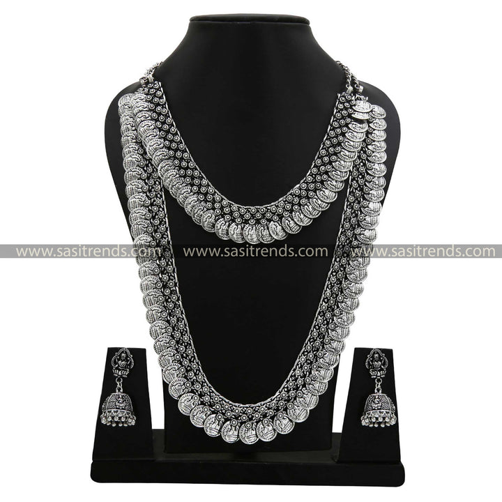 Latest Oxidised Lakshimi Coin Jewellery Set With Jhunka Earrings Sasitrends Online Shopping