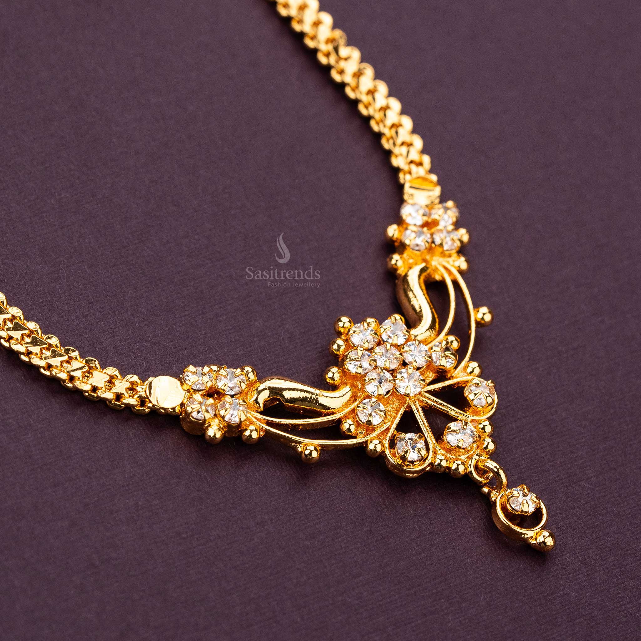 White AD stone micro gold plated pendant necklace