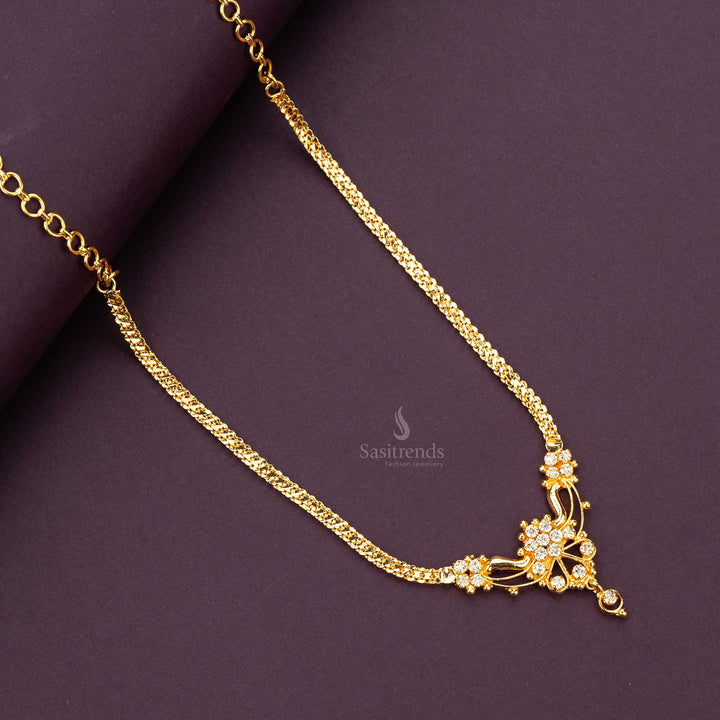 Micro gold plated white AD stone pendant necklace sasitrends