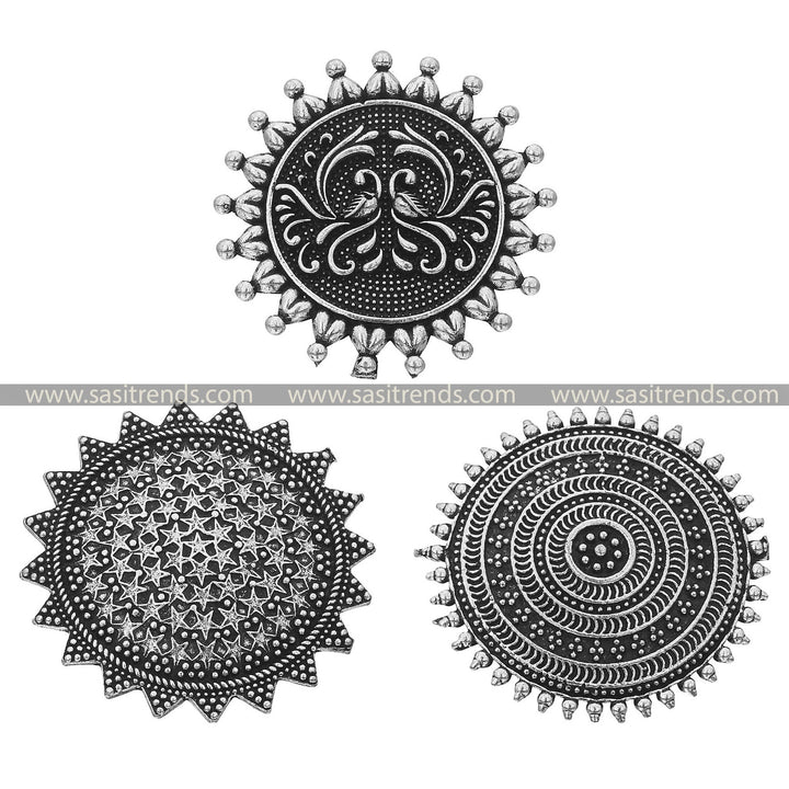 Traditional Paisley Motif Oxidised Silver Stud Earrings 1550D