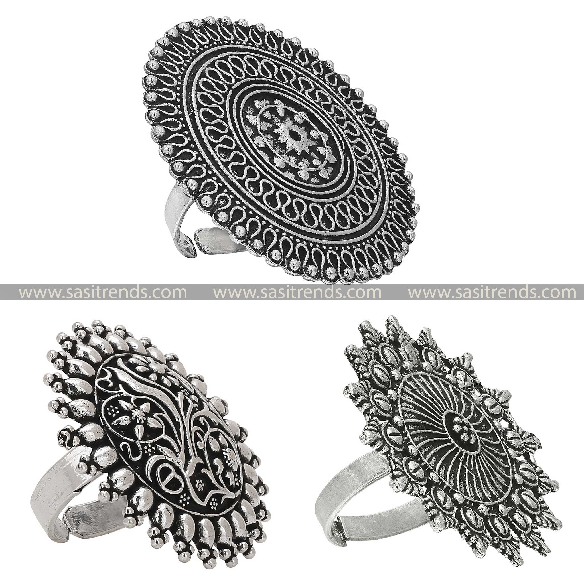 Oxidised Silver Earrings Featuring Floral Mandala Engravings 1550F