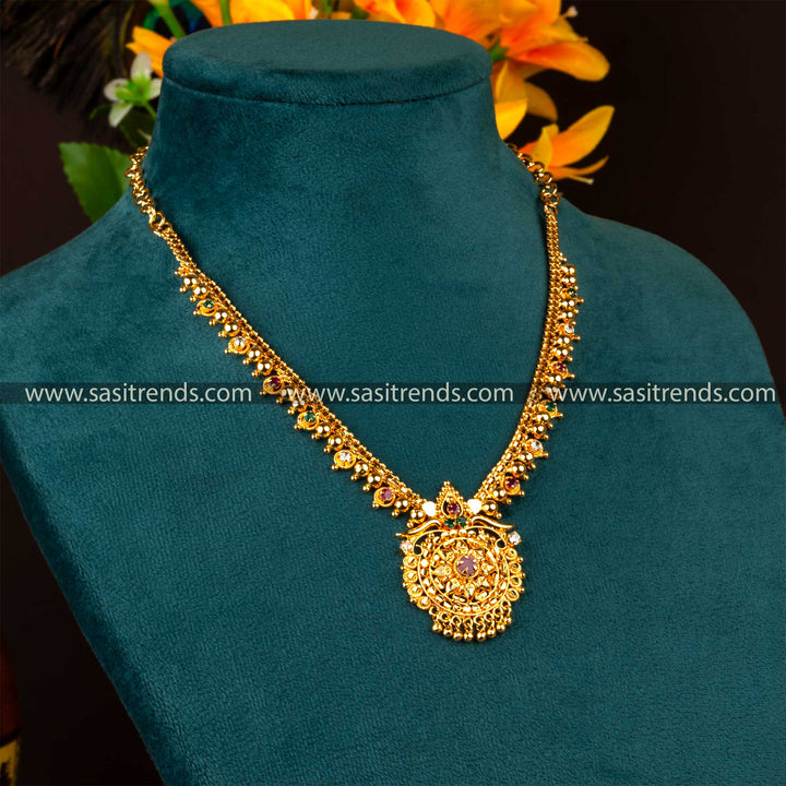 Elegant One Gram Micro Gold Plated American Diamond Necklace - Sasitrends