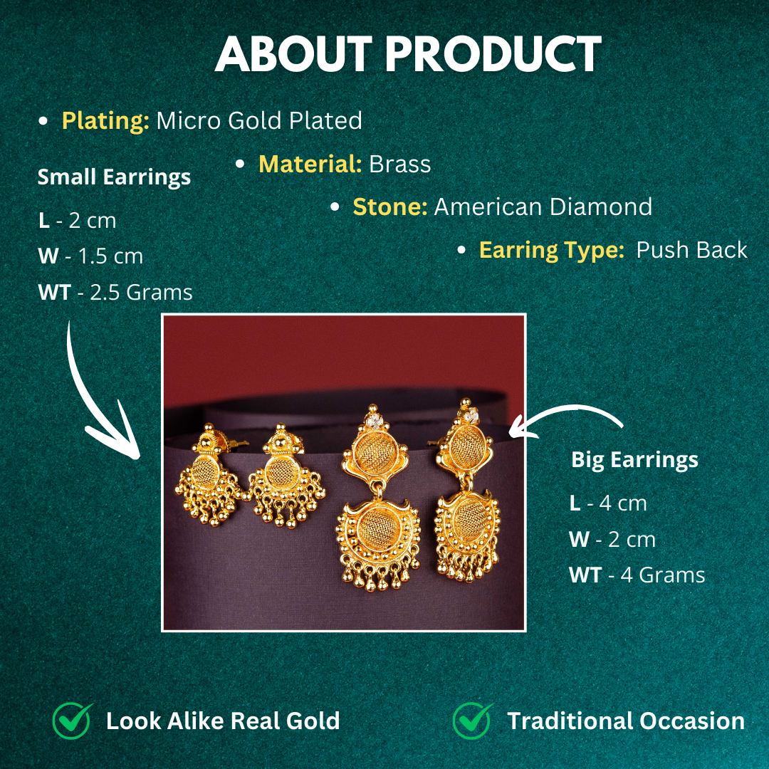 Guaranteed Micro Gold Plated Look Alike Real Gold Earrings Measurement Details Sasitrends