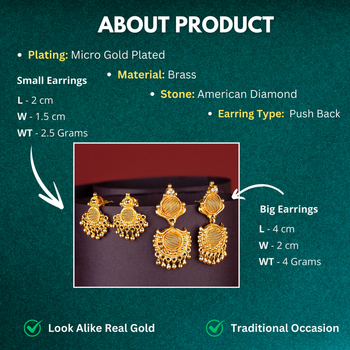 Guaranteed Micro Gold Plated Look Alike Real Gold Earrings Measurement Details Sasitrends